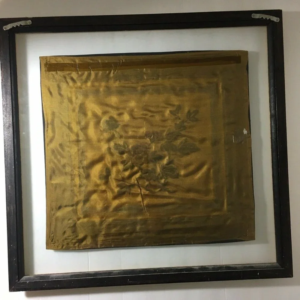 Vintage‎ framed Wall Art Asian Embroidered Silk  panel